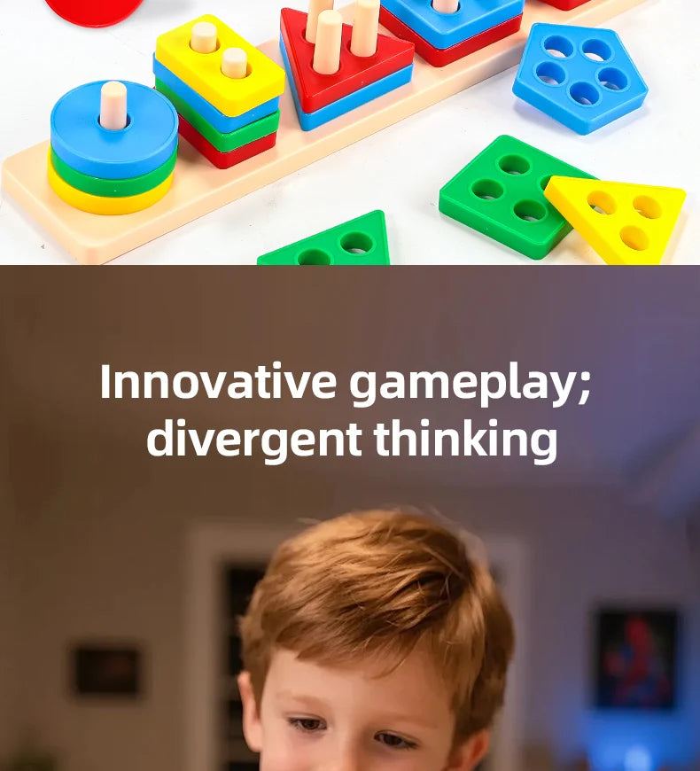 Montessori Shape Sorting Stacking Toy for Toddlers