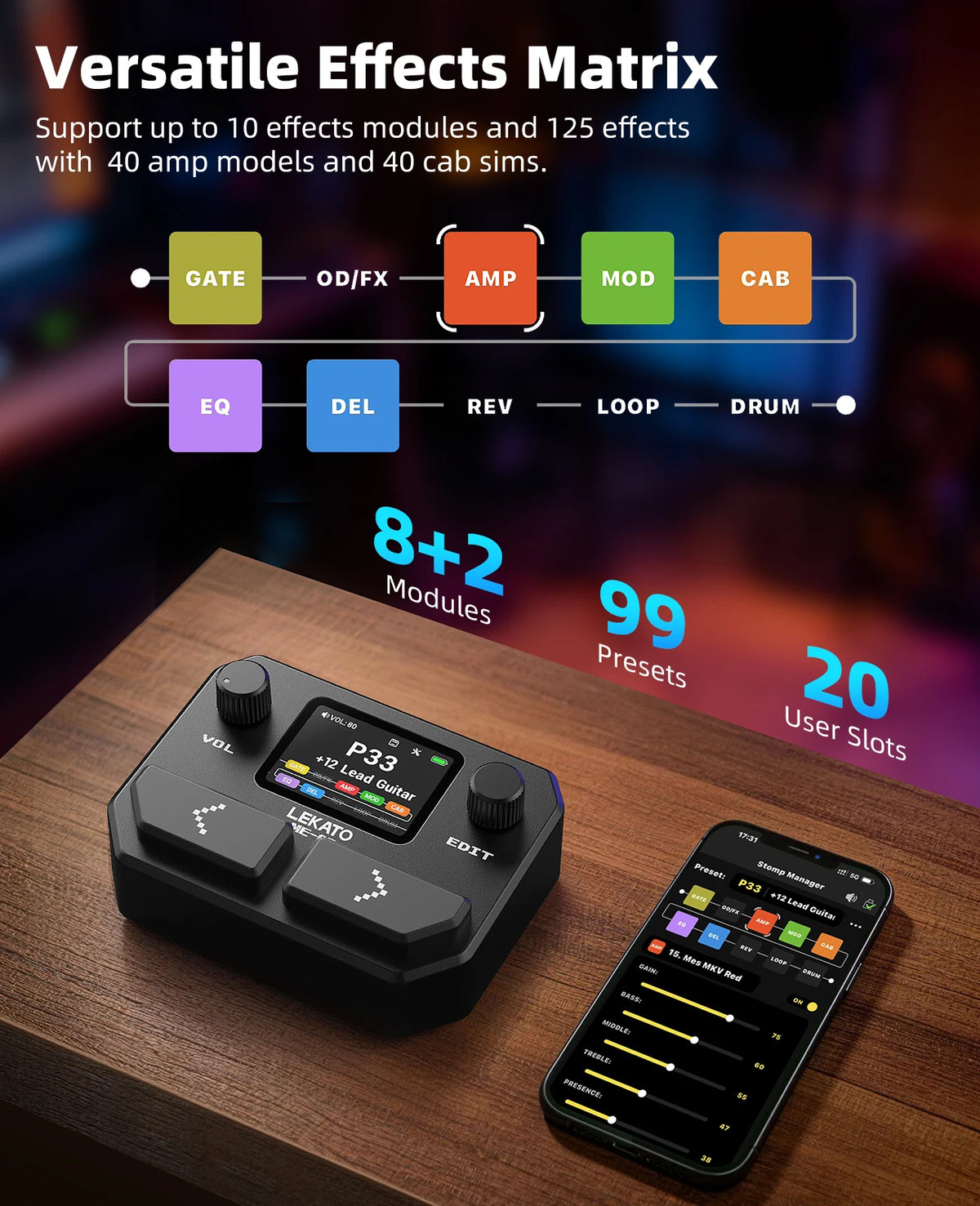 Mini Multi-Effects Guitar Processor with Looper and Drum Rhythms
