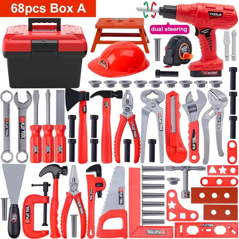 Kids Repair Toolbox Toy Set – Pretend Play Engineering Tools with Drill