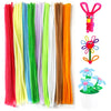 A collection of colorful chenille stem craft sticks in various shades including red, yellow, blue, green, purple, and orange.