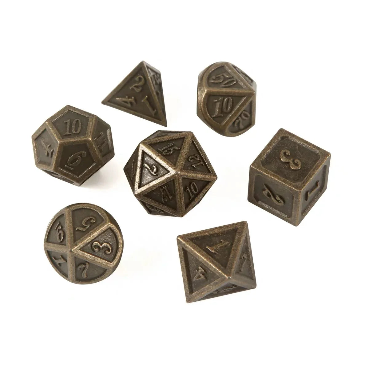 Bronze Metal Polyhedral Dice Set for RPG Games