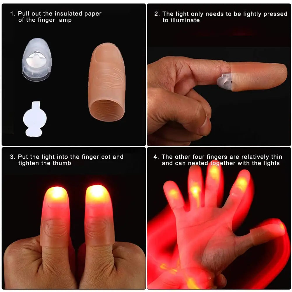 LED Flashing Finger Tips for Magic Tricks and Party Pranks