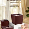 A set of wooden magic box puzzles featuring 6 interlocking blocks in various shades of brown and natural wood.