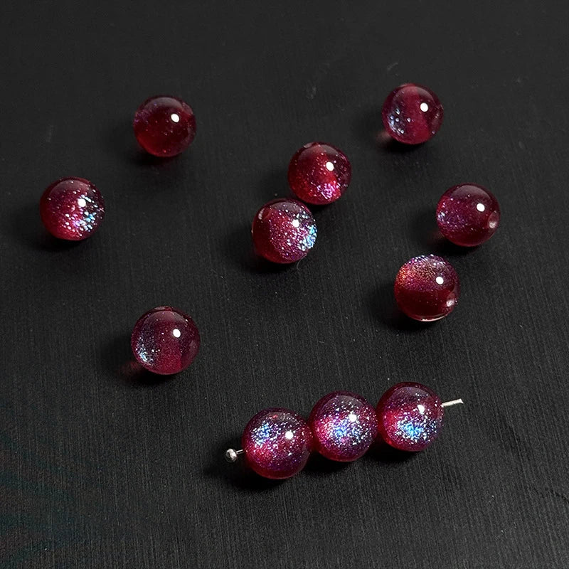 Fine Flashing Resin Beads, Round Loose Beads for Jewelry Making