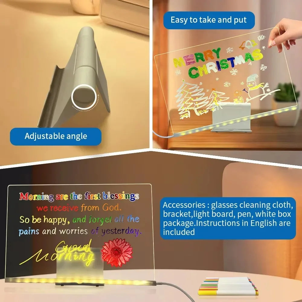 LED Light-Up Acrylic Message Board with Stand