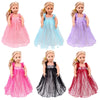 Six variations of a purple and pink winter doll coat and dress outfit for 18-inch dolls