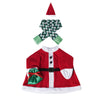 A festive porch goose decoration featuring a red body, white trim, and a green chevron pattern on the hat.