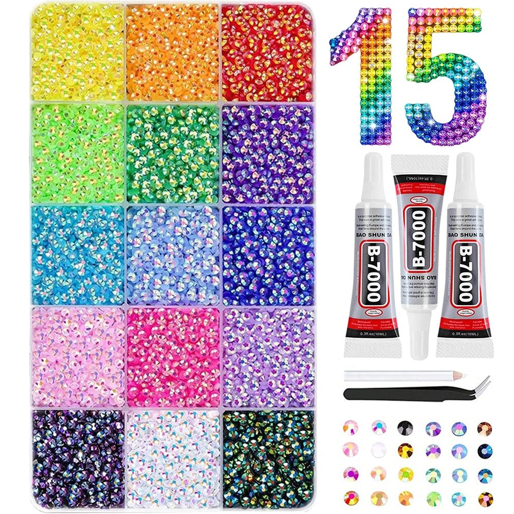 A collection of colorful flat-back rhinestone sheets in various shades and patterns for DIY crafts.
