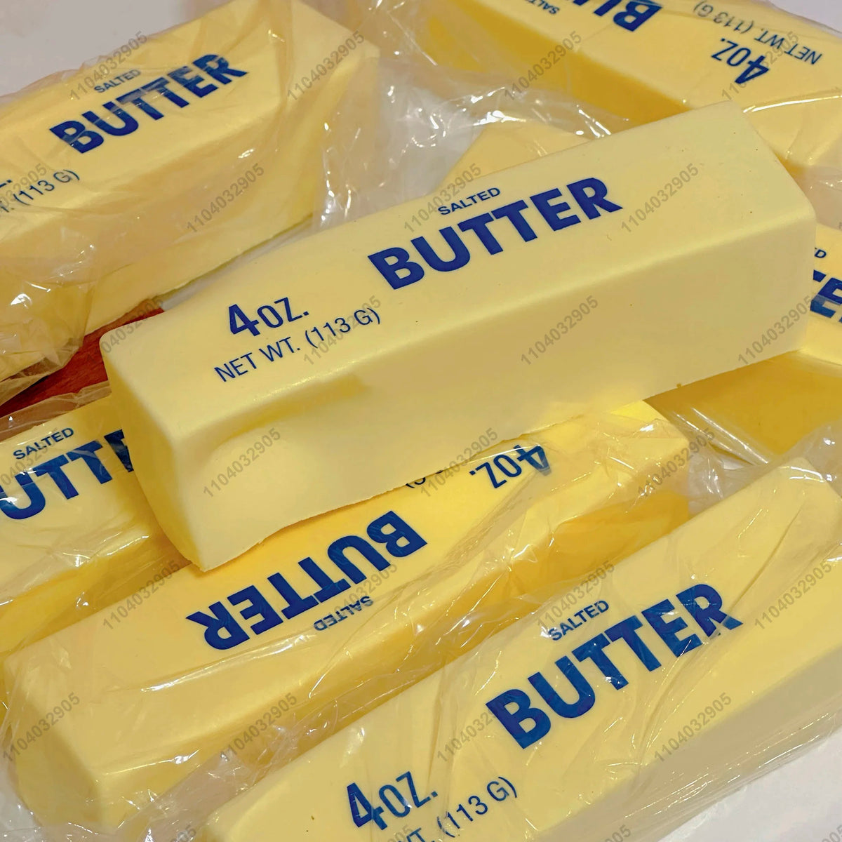 Yellow butter sticks packaged in plastic bags for stress relief or fidget toys