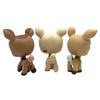 A set of three Bobbing Deer bobblehead toys in brown and beige colors.
