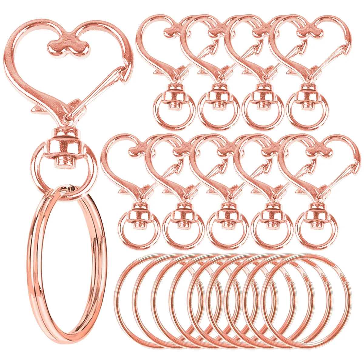Heart-Shaped Swivel Snap Hooks with Key Rings