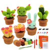 A kit for crocheting animals featuring various yarn colors and tools like needles and crochet hooks.