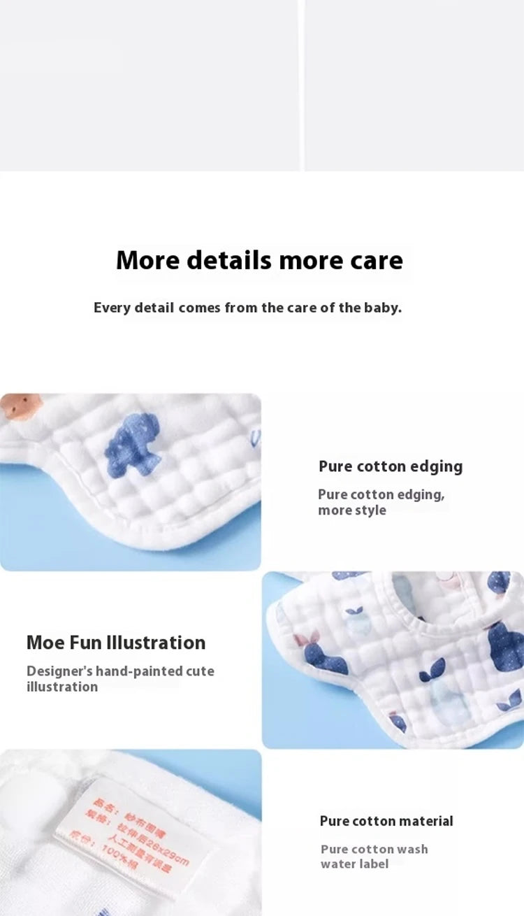 5-Pack Soft Cotton Muslin Bandana Bibs for Teething Babies