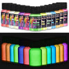 A collection of Luminous Glow-in-the-Dark Pigment Powder in various colors and packaging.