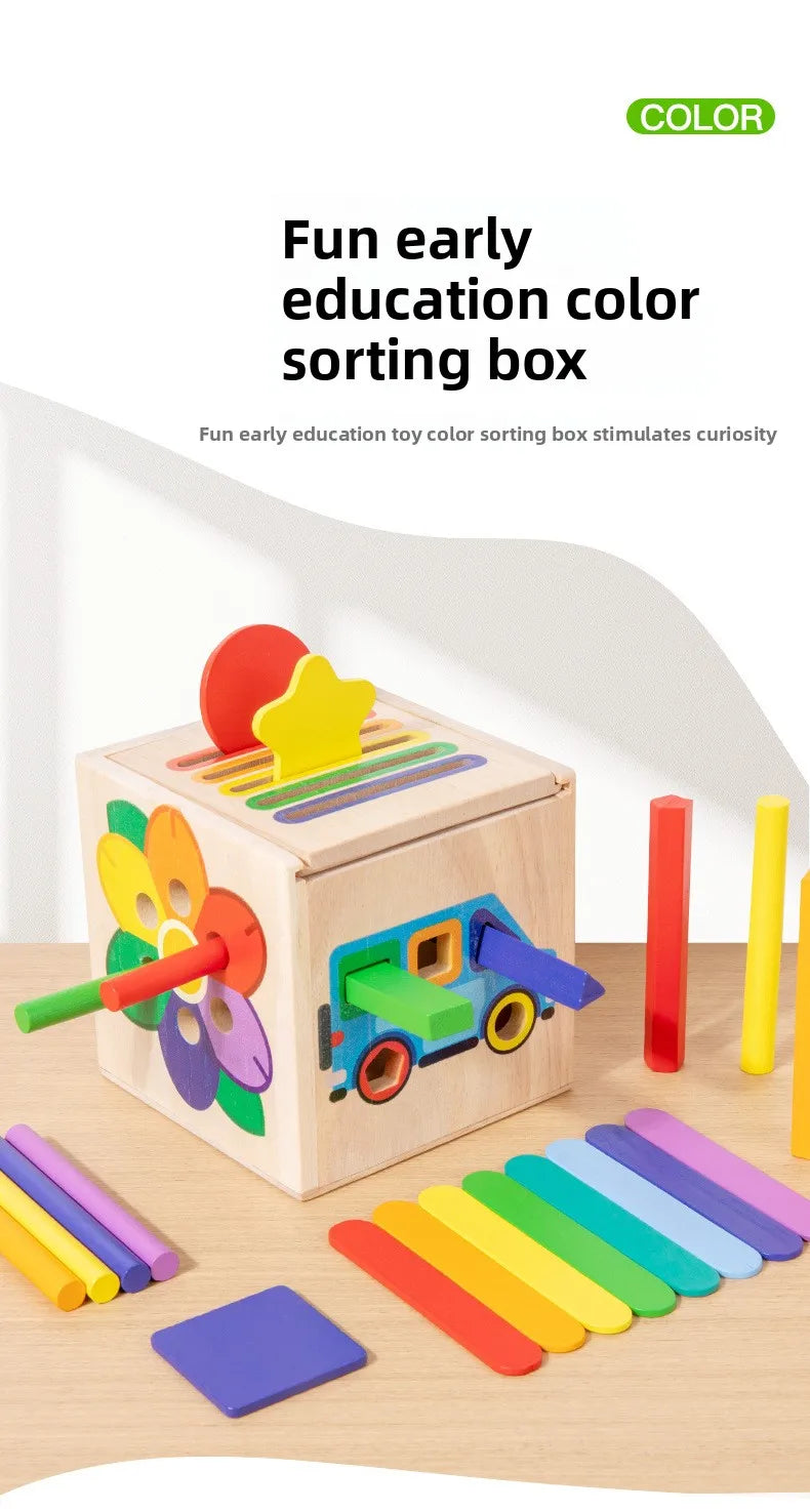 5-in-1 Wooden Shape & Color Sorting Toy for Toddlers