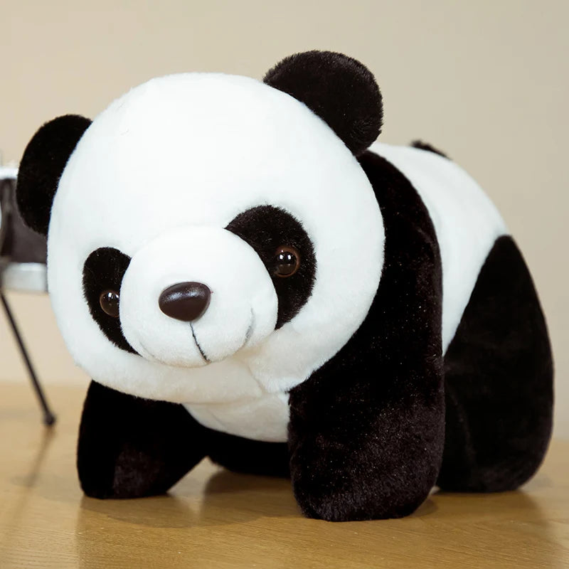 A cute black and white bamboo panda plush stuffed animal doll.