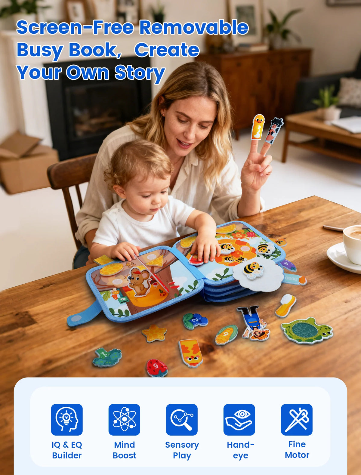Felt Busy Book for Toddlers – Montessori Sensory Learning & Life Skills Activity Board