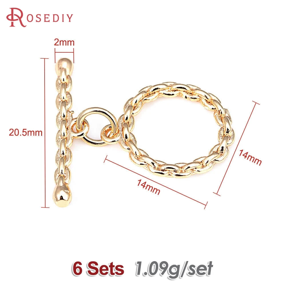 A set of six 18K gold round O-toggle clasps for bracelets and jewelry making