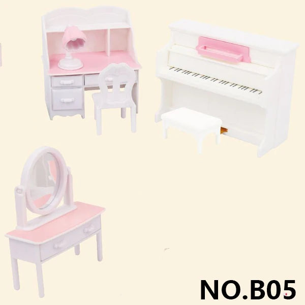 Forest Animal Miniature Dollhouse Furniture Set – 1/12 Scale Bedroom, Kitchen & Bathroom Decor