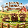Highland Cow Mini Building Blocks Set - 3 in 1 Animal Model Kit