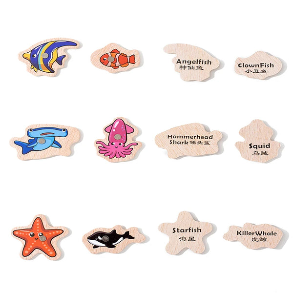 Wooden Magnetic Fishing Game for Kids – Montessori Marine Life Toy