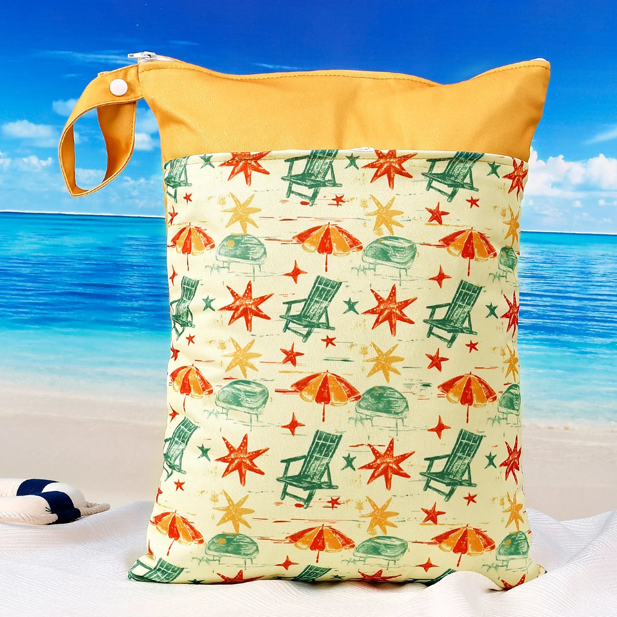 Portable Waterproof Baby Diaper Wet Bag with Dual Zippered Pockets