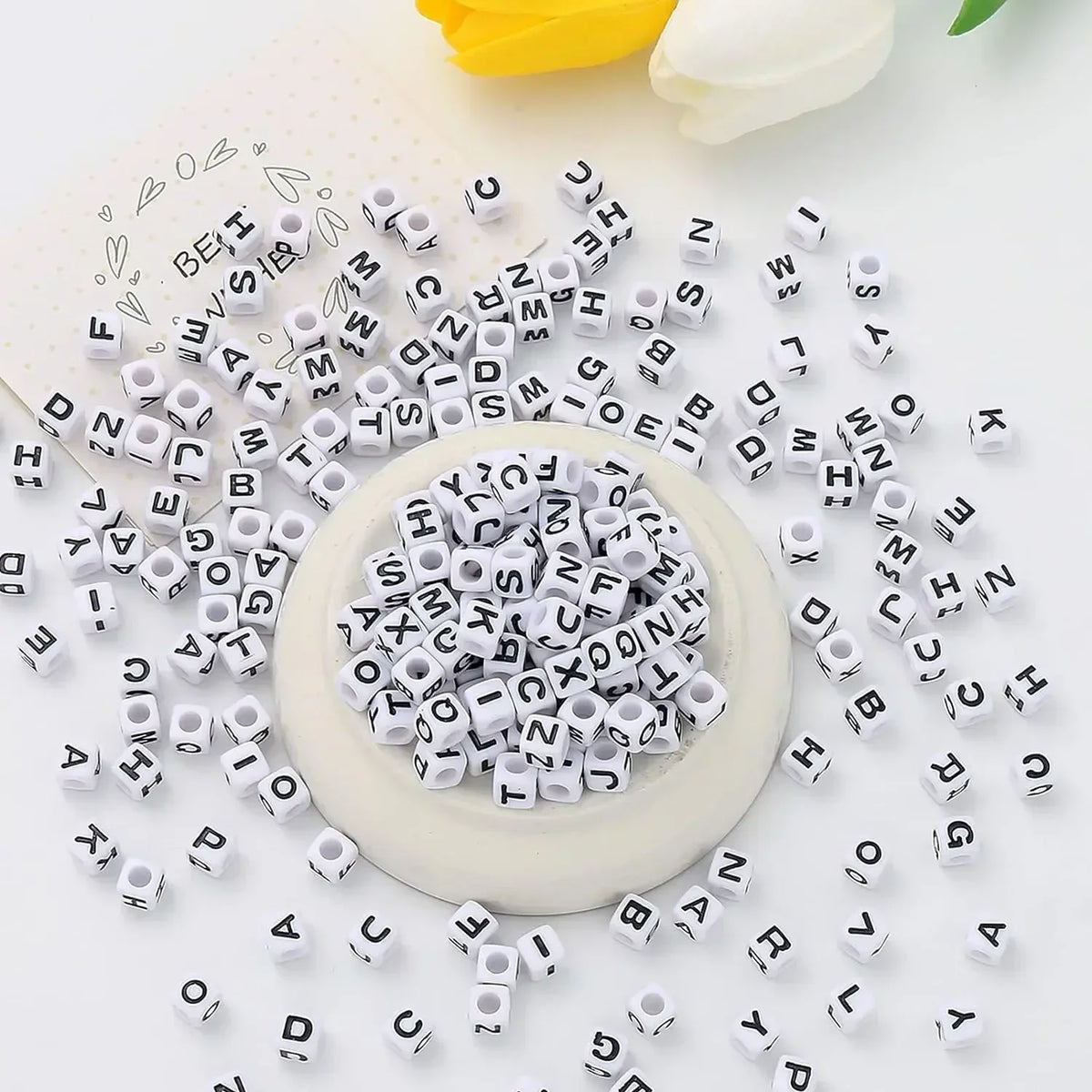 Acrylic Alphabet Beads for Jewelry Making - Mixed Letter Cubes