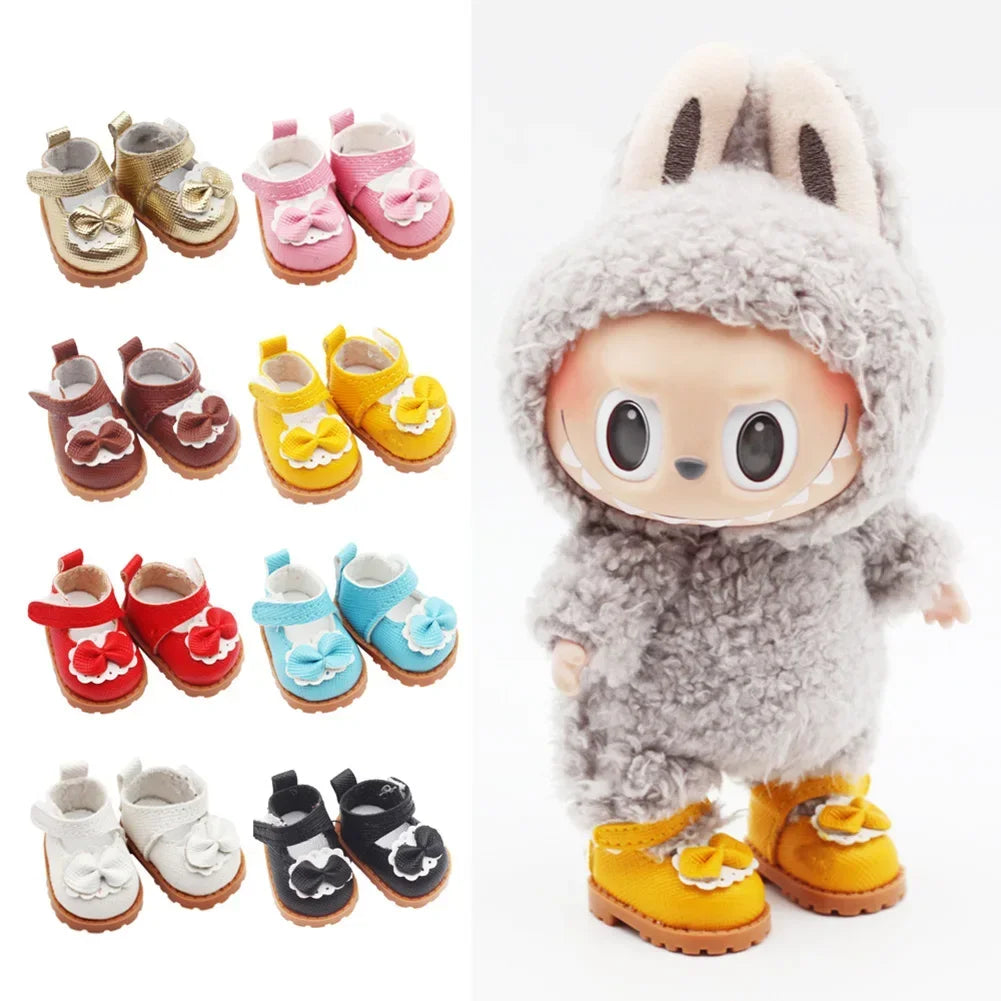 A collection of casual sneakers in various colors and styles for 17cm Labubu dolls