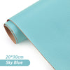 A roll of Sky Blue self-adhesive PU leather repair patches measuring 20x30cm.