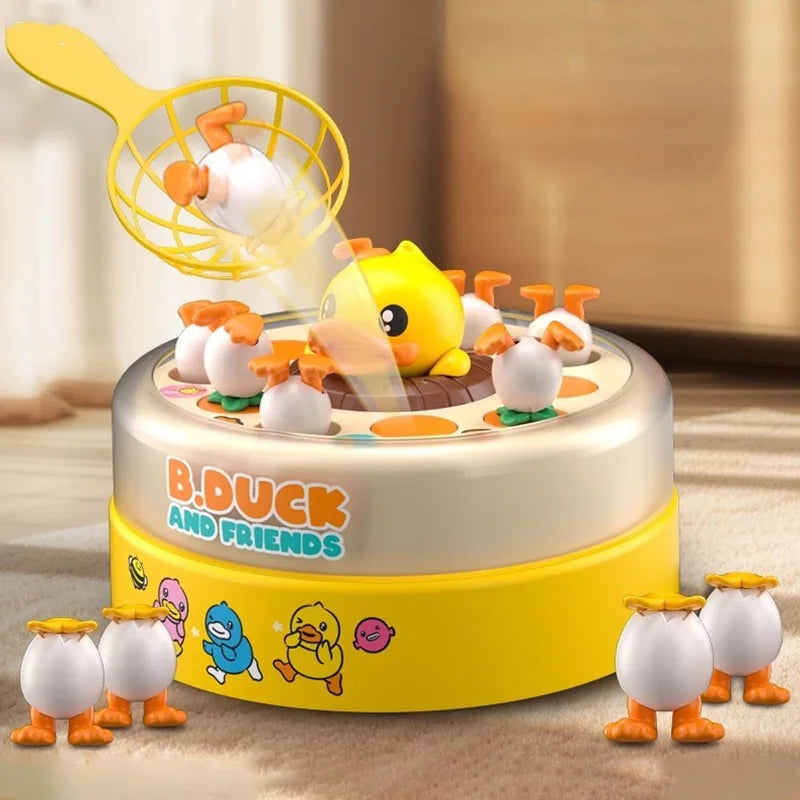 Musical Frog Catching Game with Turntable and Nets