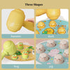 A set of three shaped toys for toddlers featuring hammer, duck, frog, and pig figures.