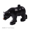 Black plastic zoo animal building blocks set featuring a bear figure.
