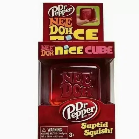 A box of Dr Pepper Nee Doh Nice Cube sensory fidget cube for stress relief