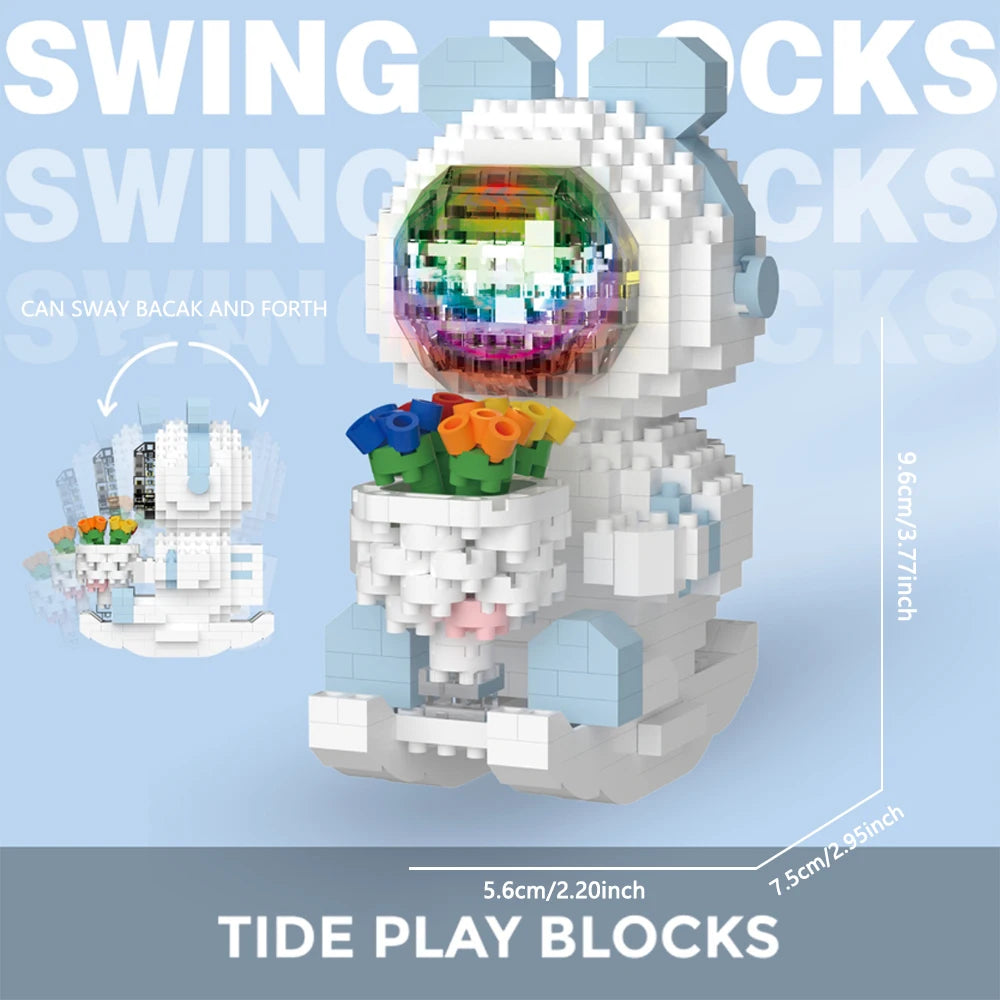 Luminous Astronaut Moon Building Blocks Set with LED Light Technology