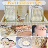 Ivory pearl beads and finished jewelry crafts displayed in an ornate box.