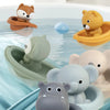 Silicone Animal Bath Toy Set with Floating Boats