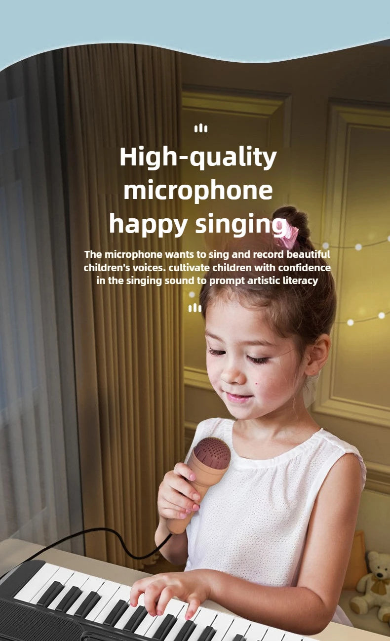 37-Key Kids Electronic Piano with Microphone and Stand