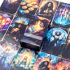 A collection of illustrated tarot cards featuring mystical figures and celestial themes.