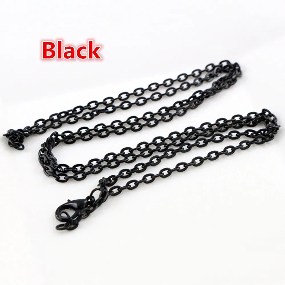 Black handmade flattened chain connector for jewelry making