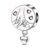 Silver-Plated Heart Charm Bead with Cubic Zirconia for Bracelets and DIY Jewelry