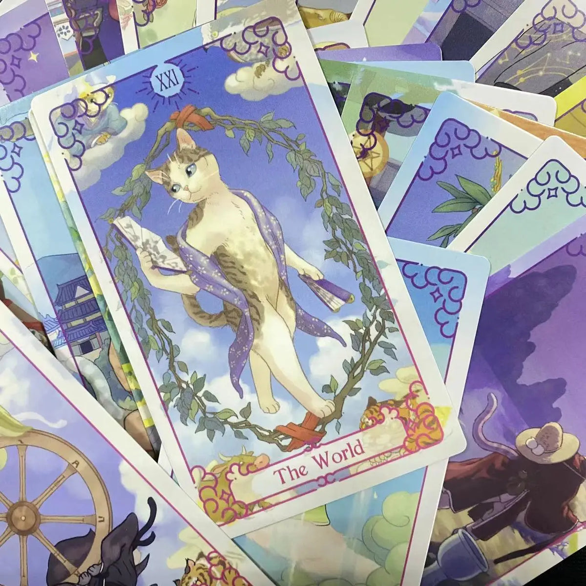 Purple Cat Tarot Card Deck with Guidebook