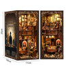 A wooden book nook kit featuring a detailed Japanese alley miniature scene with integrated LED lights.