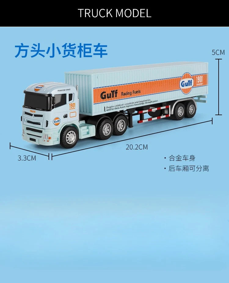 1:64 Scale Die-Cast Trailer Truck with Container - Gulf Racing Edition