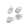 Two silver heart-shaped rhinestone charms for jewelry making displayed on a white background.