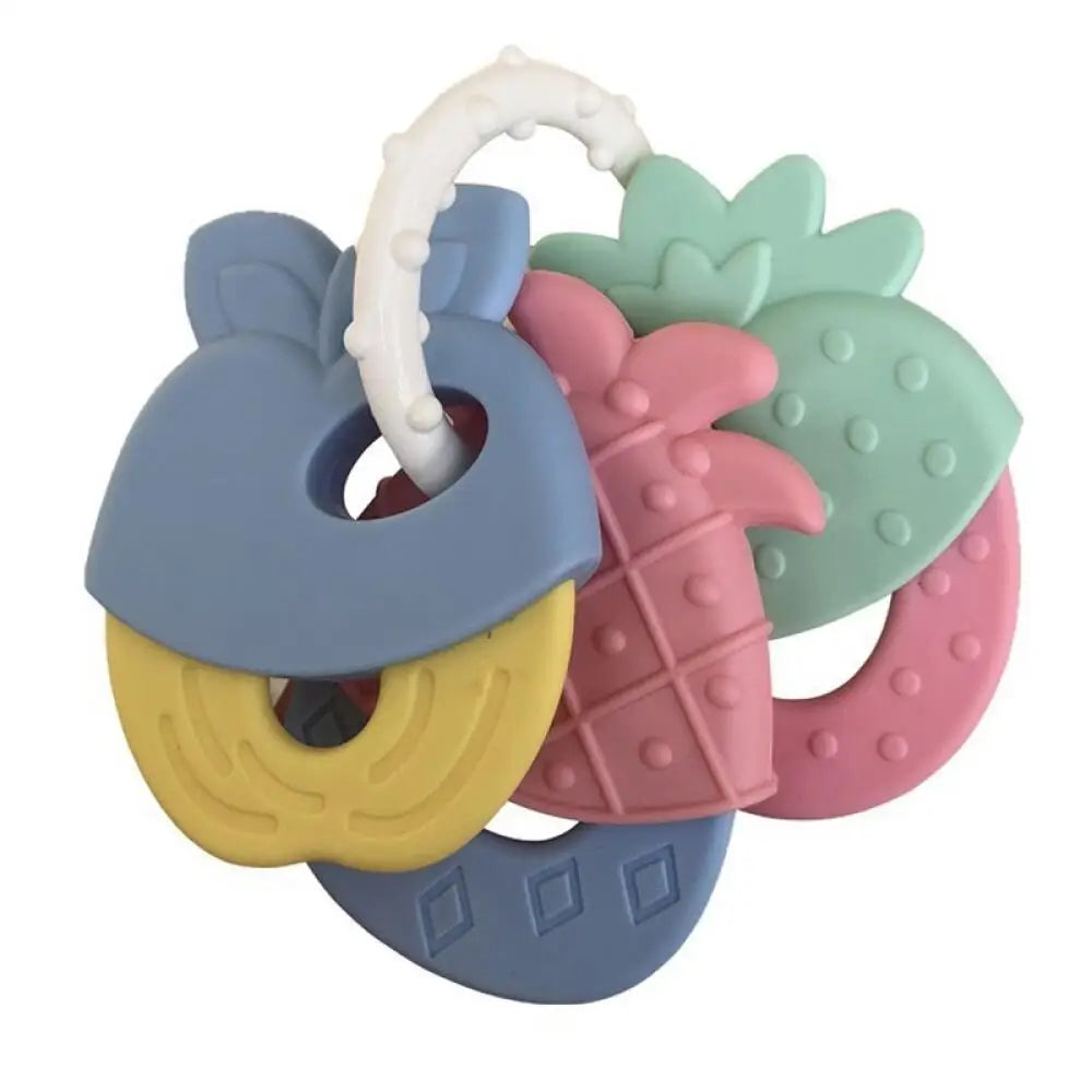 Fruit-Shaped Silicone Teether and Rattle for Babies