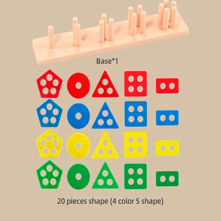 Geometric Shape Sorting Blocks Set for Toddlers