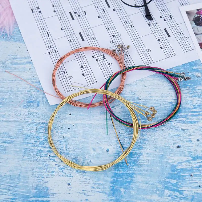 Colorful Acoustic Guitar Strings – Rust-Resistant Copper Alloy Set of 6