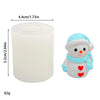 A white silicone mold shaped like a snowman with red accents for crafting candles, resin, and wax.