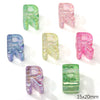 A collection of colorful acrylic letter R beads in various shades including green, pink, blue, and purple.