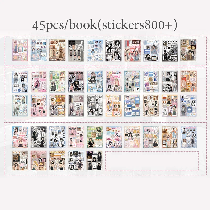 A collection of 45 decorative cut film stickers for DIY scrapbooking and journaling, arranged in multiple rows.